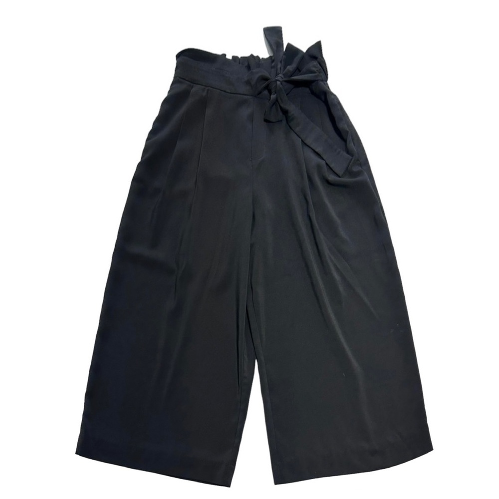 Zara Women’s Like New Black Square Tie Front Ribbon Pants Size Small
